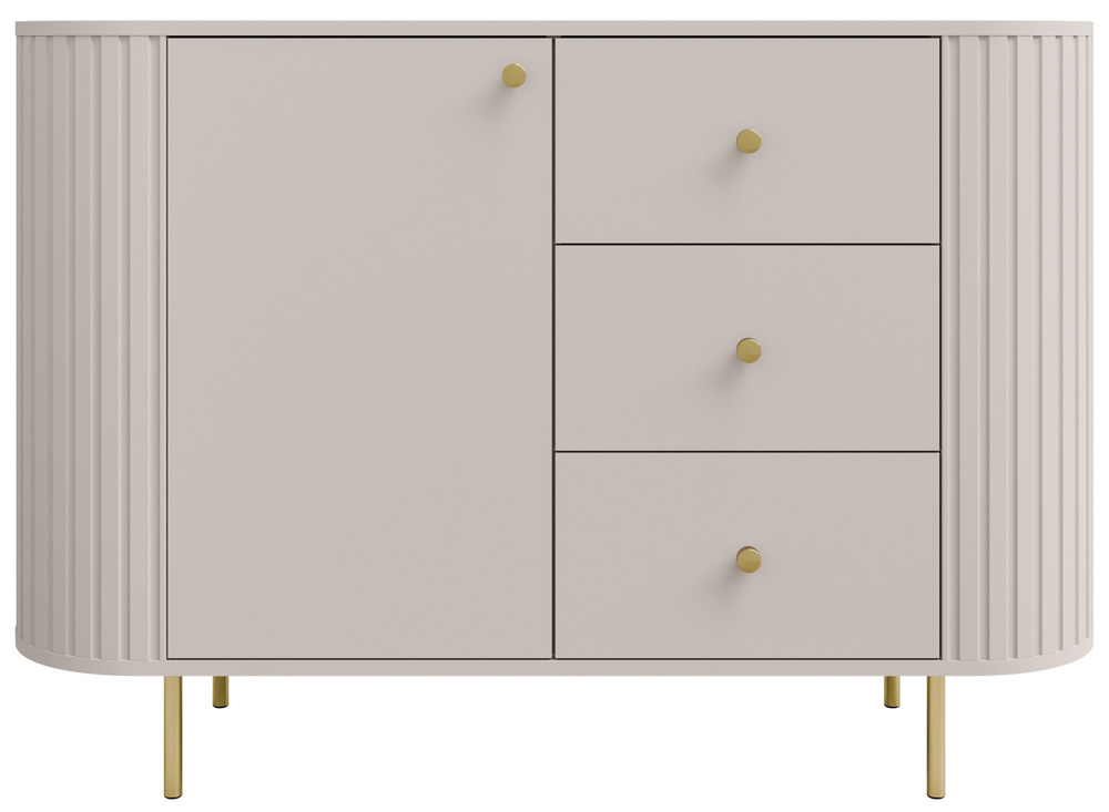 Komoda OVALIO 123 cm beż piaskowy – zaokrąglone kształty i elegancja Komoda OVALIO 123 cm beż piaskowy – zaokrąglone kształty i elegancja