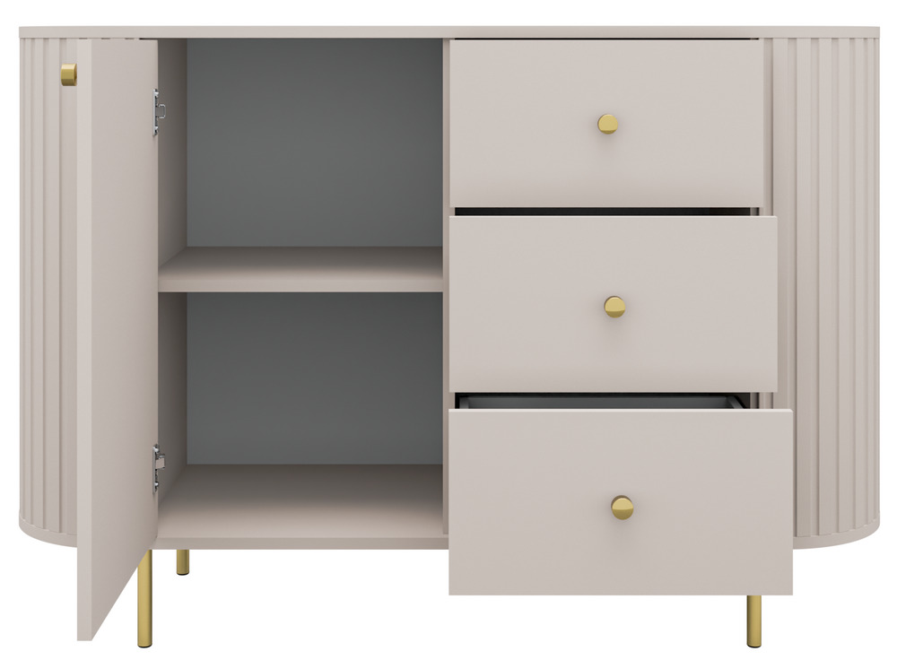 Komoda z szufladami i szafką 123 cm OVALIO – beż piaskowy Ovalio Desire Furniture