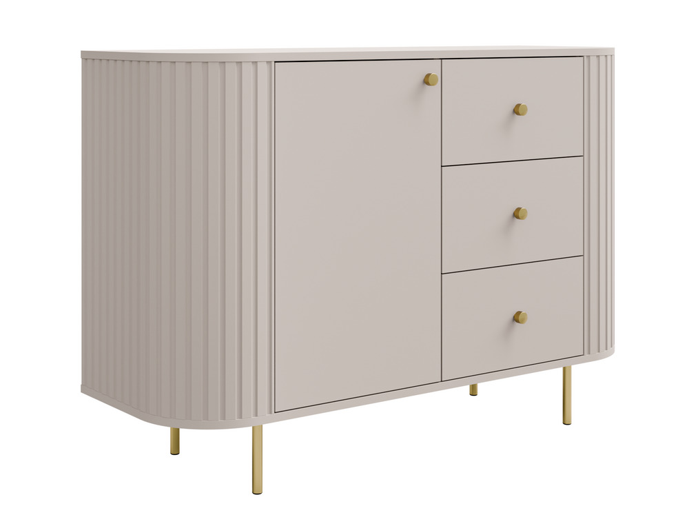 Komoda OVALIO 123 cm beż piaskowy – zaokrąglone kształty i elegancja Komoda OVALIO 123 cm beż piaskowy – zaokrąglone kształty i elegancja