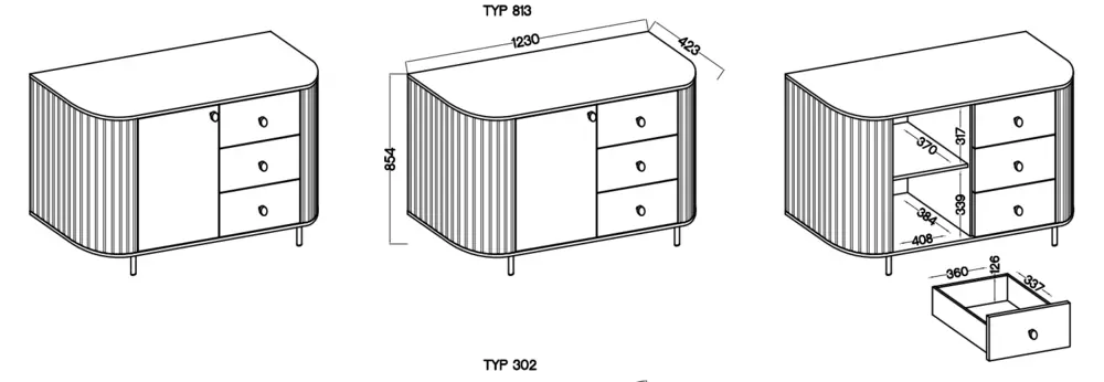 Komoda z szufladami i szafką 123 cm OVALIO – beż piaskowy Ovalio Desire Furniture