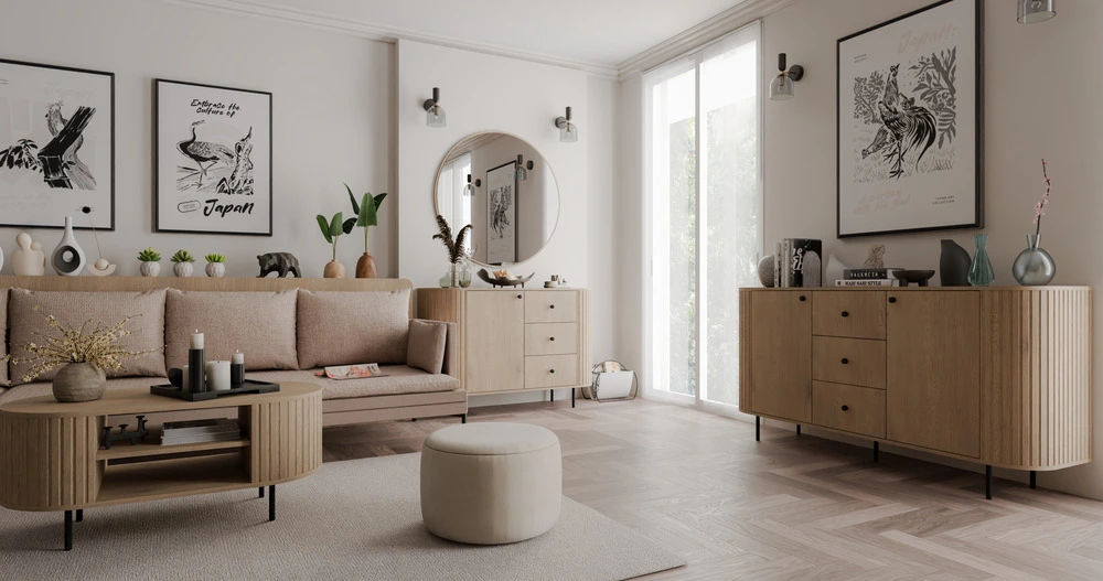 Stolik kawowy do salonu OVALIO 100 cm – dąb cremona, nowoczesny Stoliki kawowe okrągłe Desire Furniture