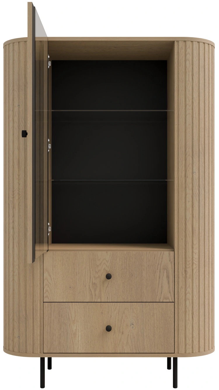 Witryna OVALIO 155 cm, 2 szuflady, 1 szafka, dąb cremona Ovalio Desire Furniture Witryna OVALIO 155 cm, 2 szuflady, 1 szafka, dąb cremona Ovalio Desire Furniture