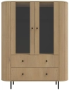 Nowoczesna witryna OVALIO 123 cm dąb cremona – przeszklona z szufladami