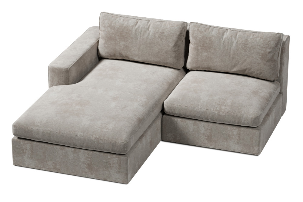 narożnik tapicerowany z miękkimi poduchami i jednym boczkiem