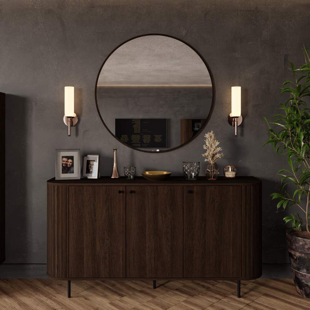 Okrągłe lustro OVALIO 100 cm wiszące – dąb dunin | Lustra okrągłe Desire Furniture