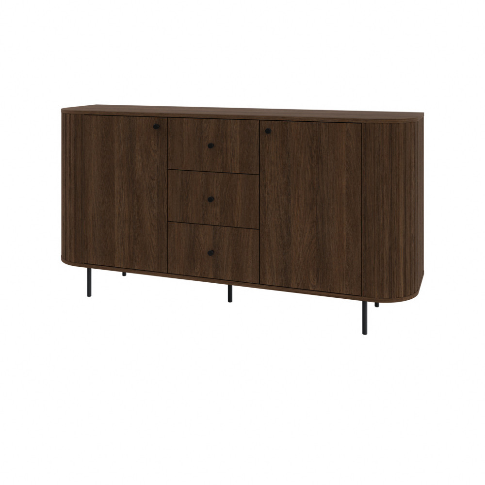 Komoda do salonu OVALIO 165 cm z szufladami i szafkami – dąb dunin | Komody z drzwiami Desire Furniture