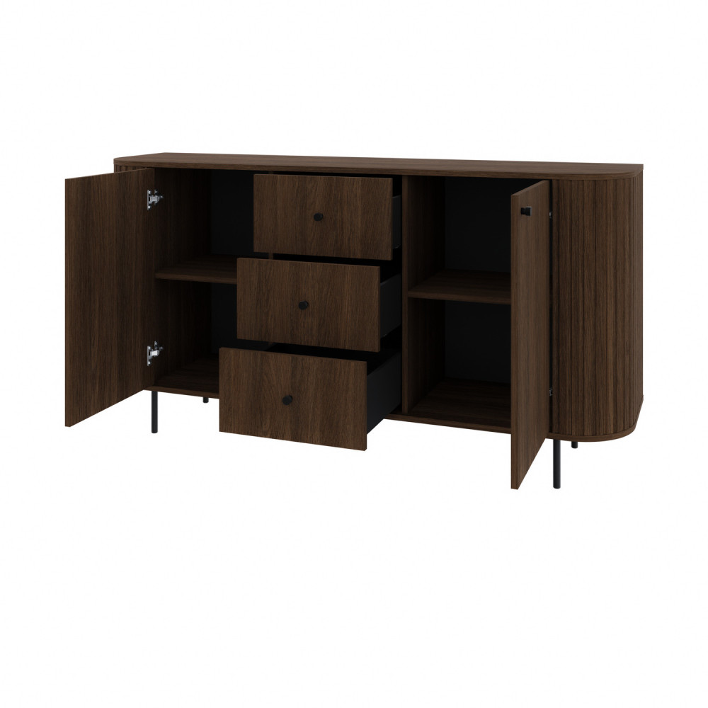 Komoda do salonu OVALIO 165 cm z szufladami i szafkami – dąb dunin | Komody z drzwiami Desire Furniture