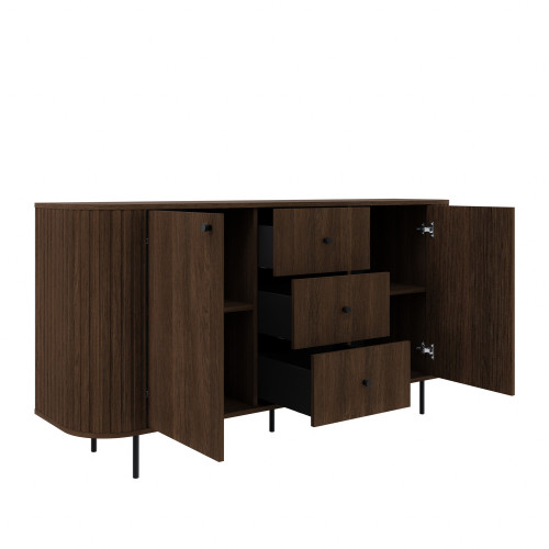 Komoda do salonu OVALIO 165 cm z szufladami i szafkami – dąb dunin | Komody z drzwiami Desire Furniture