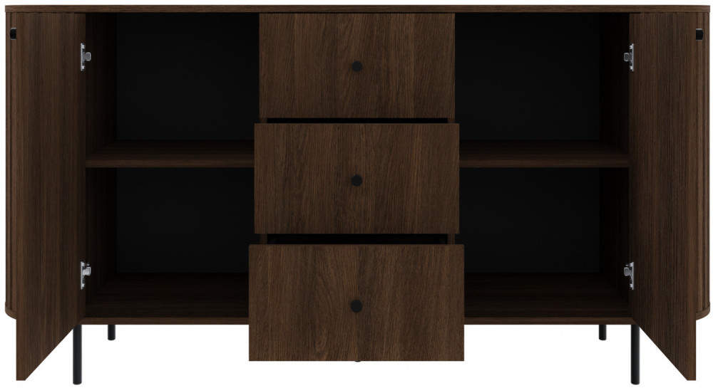 Komoda do salonu OVALIO 165 cm z szufladami i szafkami – dąb dunin | Komody z drzwiami Desire Furniture