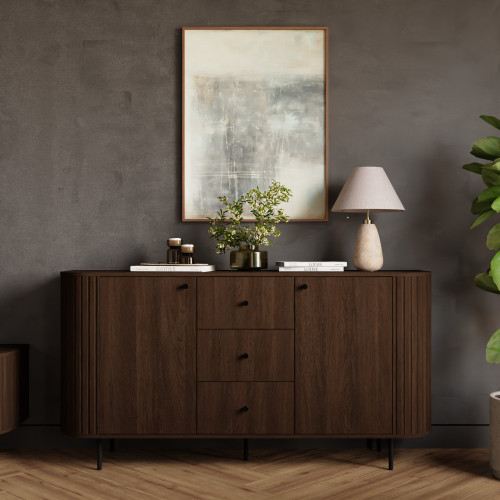 Komoda do salonu OVALIO 165 cm z szufladami i szafkami – dąb dunin | Komody z drzwiami Desire Furniture