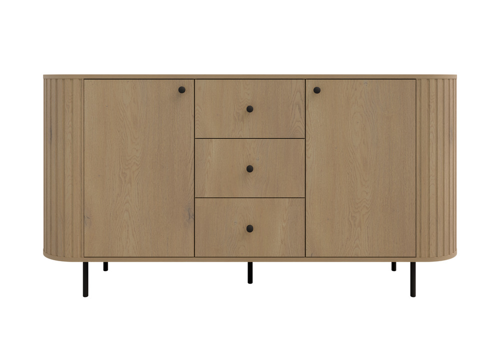 Komoda do salonu OVALIO 165 cm z szufladami i szafkami – dąb cremona Komody nowoczesne Desire Furniture