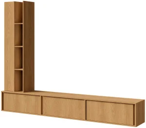Szafka RTV z regałem VELOR 230 cm stojąca/wisząca - dąb carmel