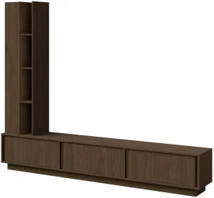 Szafka RTV z regałem VELOR 230 cm stojąca/wisząca - orzech villa