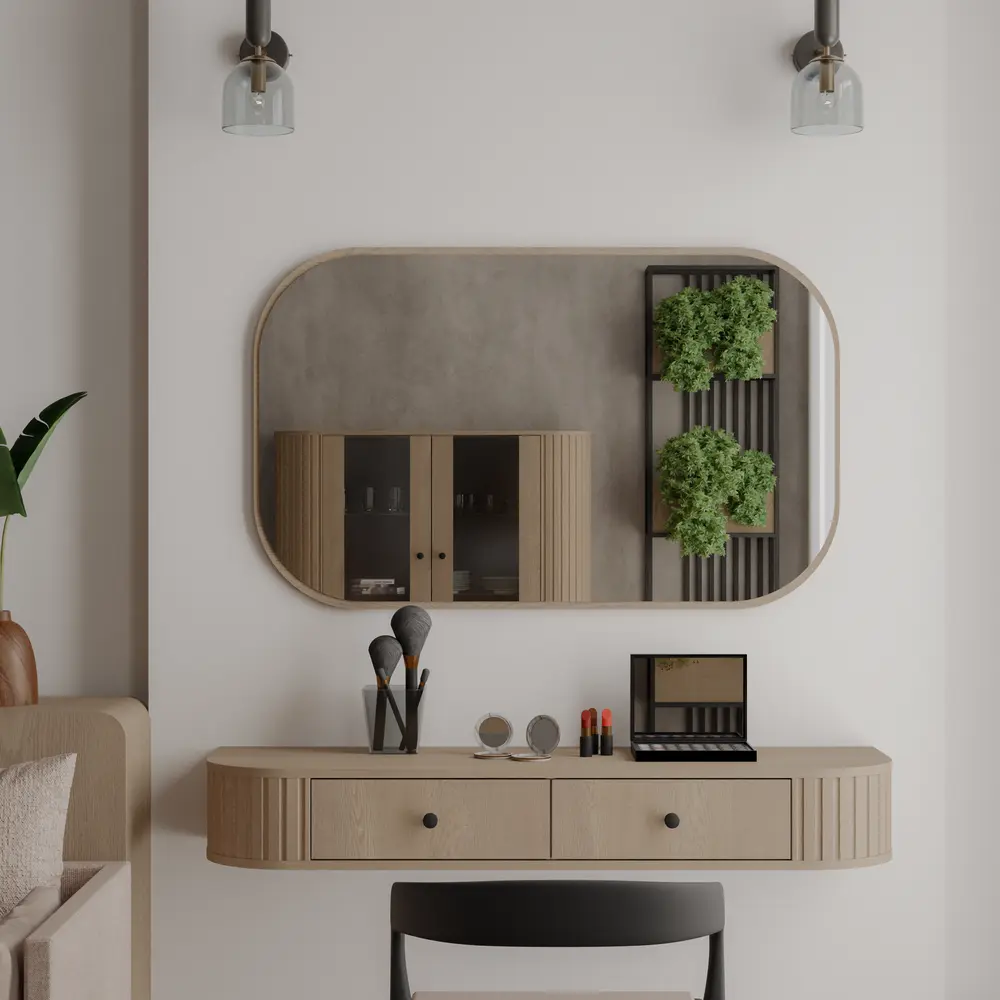 Lustro wiszące, podłużne Ovalio 110 x 68 cm, do salonu, do przedpokoju, dąb cremona Ovalio Desire Furniture