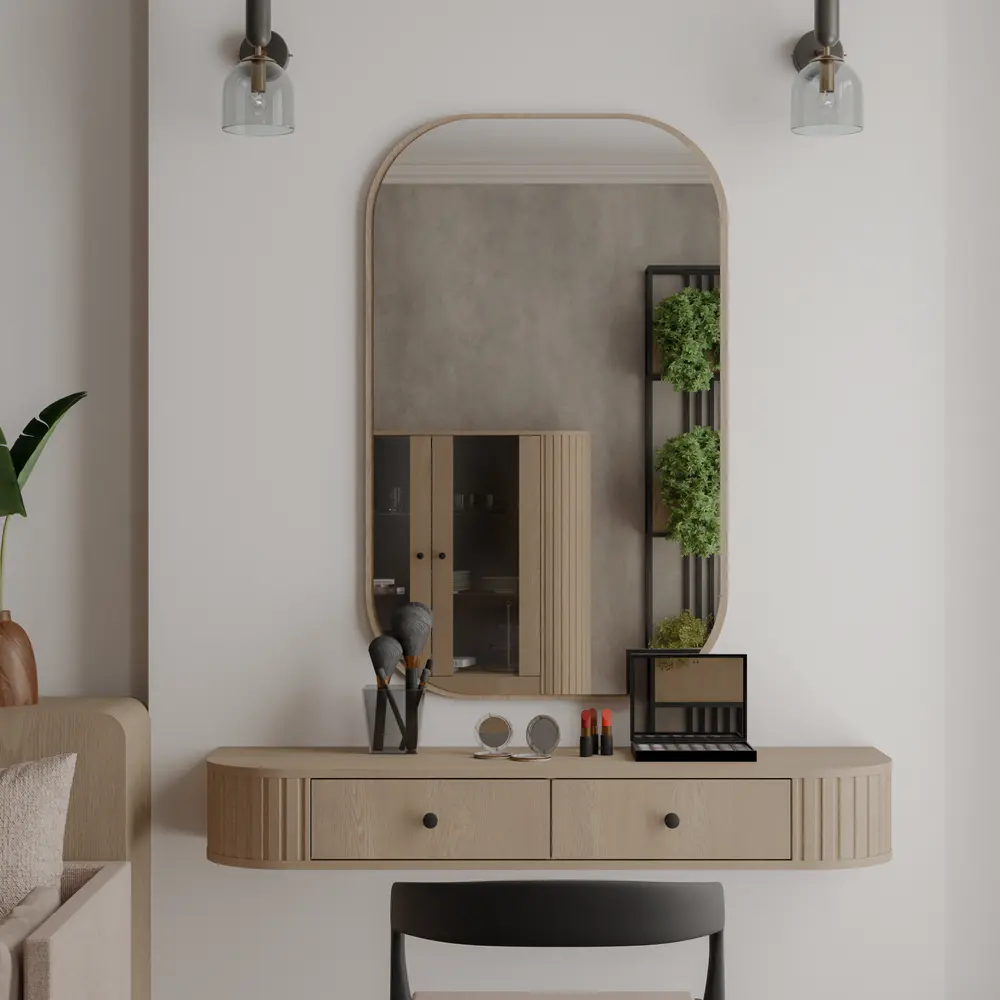 Lustro wiszące, podłużne Ovalio 110 x 68 cm, do salonu, do przedpokoju, dąb cremona Ovalio Desire Furniture