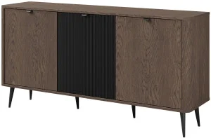 Stylowa komoda na nóżkach do salonu 160 cm MARLY - baltic storm/czarny