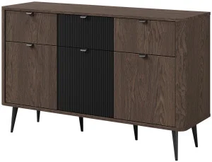 Nowoczesna komoda na nóżkach do salonu 130 cm MARLY - baltic storm/czarny