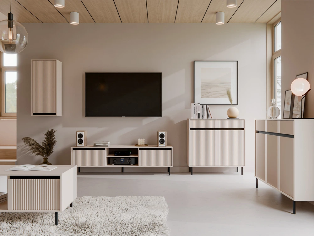 Szafka RTV OSAKA 179 cm w stylu nowoczesnym, do salonu, beż piaskowy Osaka Desire Furniture