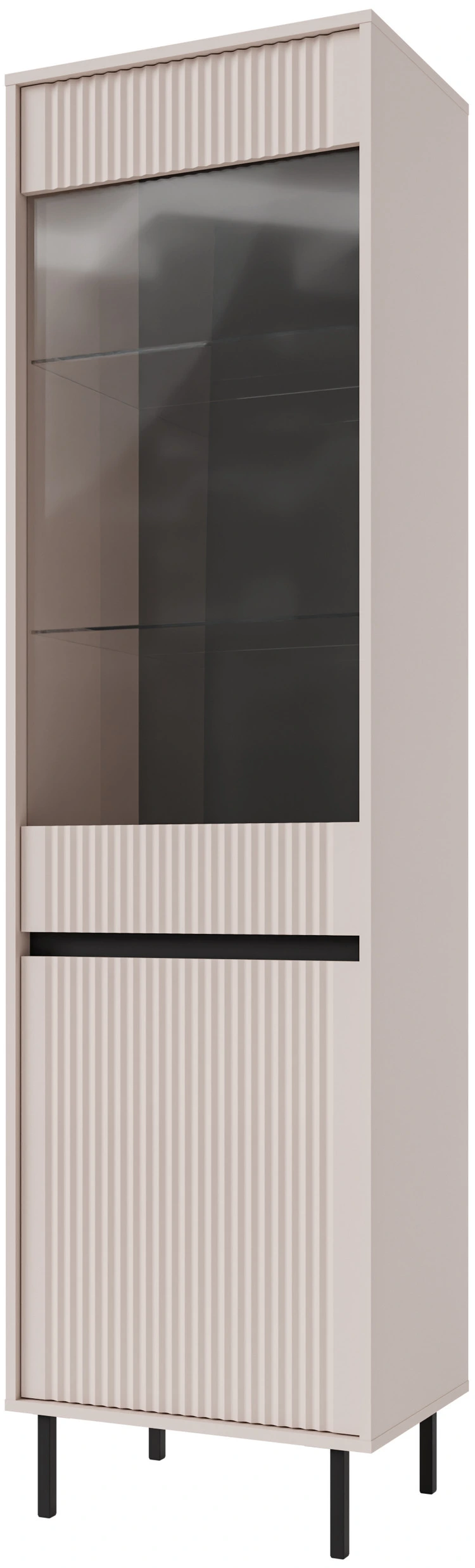 Wysoka przeszklona witryna OSAKA 56 cm, do przedpokoju, do salonu, beż piaskowy Osaka Desire Furniture