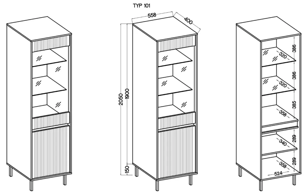 Witryna do salonu OSAKA 56 cm, wysoka i przeszklona, beż piaskowy Witryny Desire Furniture