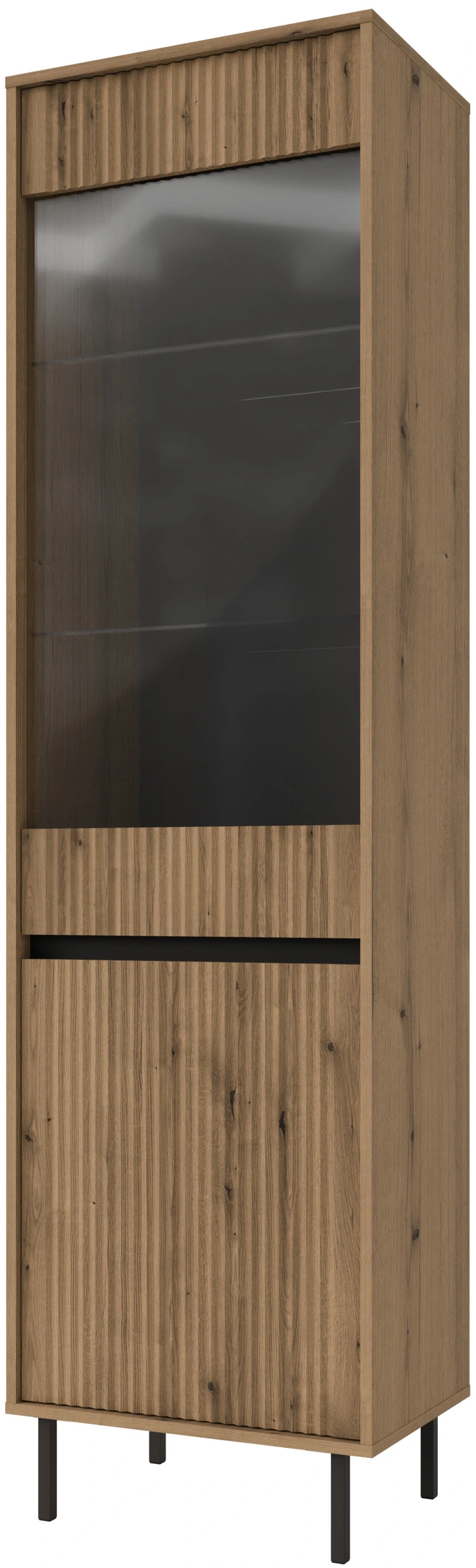Wysoka przeszklona witryna OSAKA 56 cm, do przedpokoju, do salonu, dąb evoke Osaka Desire Furniture