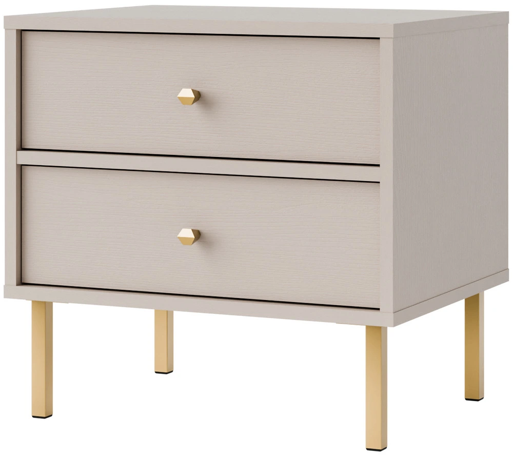 Stolik nocny do sypialni z szufladami TOKYO 52 cm, beż piaskowy, nogi proste Tokyo Desire Furniture