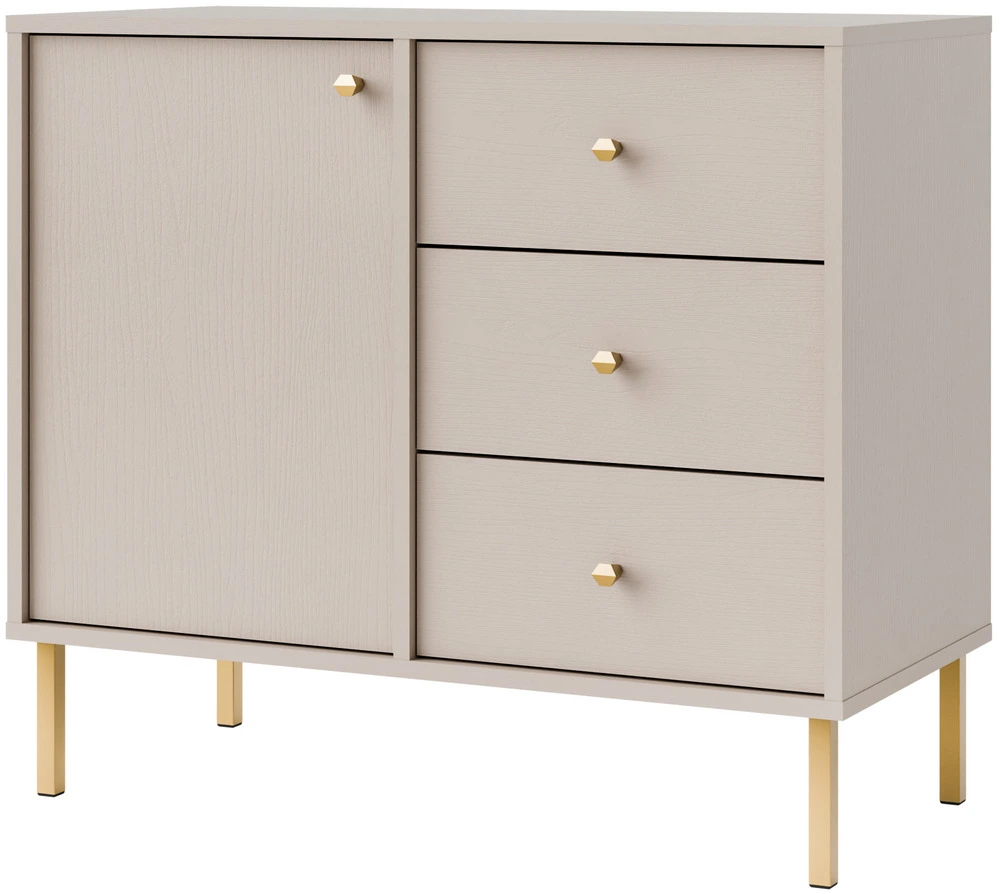 Nowoczesna komoda TOKYO 84 cm, do salonu, do przedpokoju beż piaskowy, nogi proste Tokyo Desire Furniture