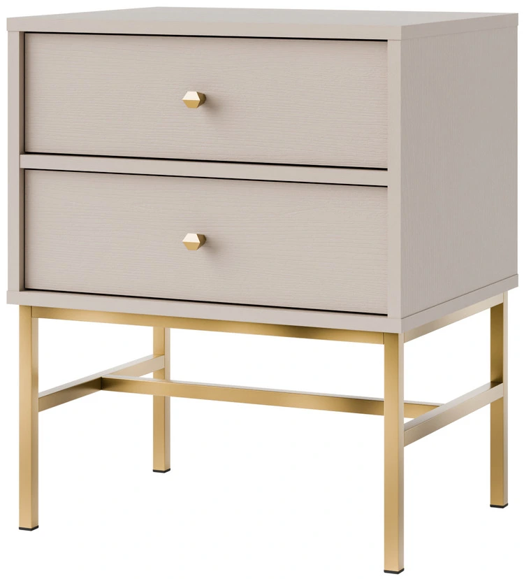 Stolik nocny do sypialni z szufladami TOKYO 52 cm, beż piaskowy, stelaż Tokyo Desire Furniture