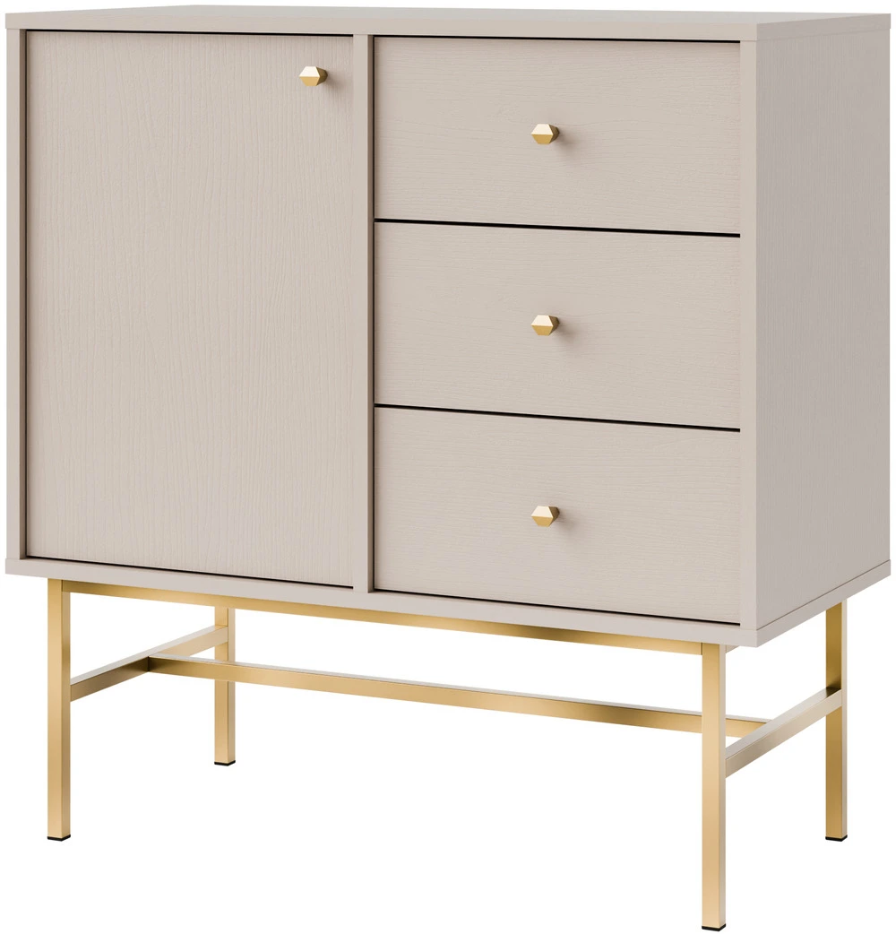 Nowoczesna komoda TOKYO 84 cm, do salonu, do przedpokoju beż piaskowy, stelaż Tokyo Desire Furniture