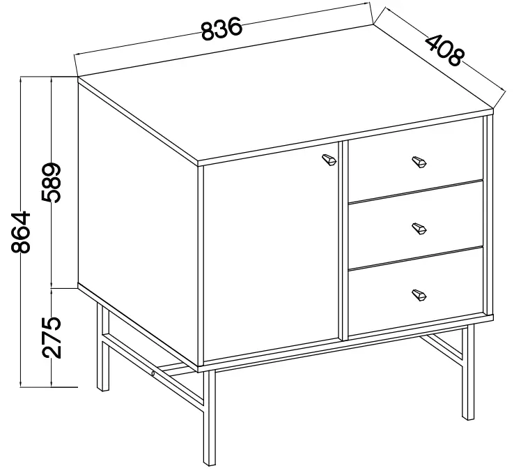 Nowoczesna komoda TOKYO 84 cm, do salonu, do przedpokoju beż piaskowy, stelaż Tokyo Desire Furniture