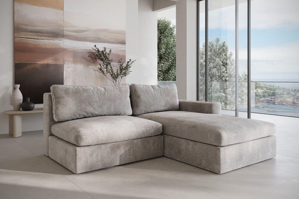 sofa narożna L do salonu minimalistyczna forma