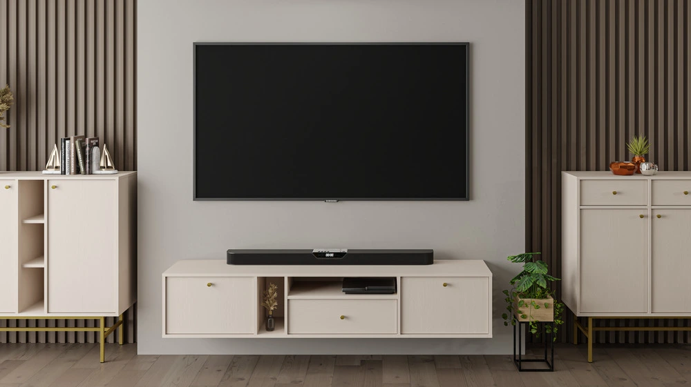 Nowoczesna wisząca szafka RTV TOKYO 180 cm, do salonu, beż piaskowy Tokyo Desire Furniture