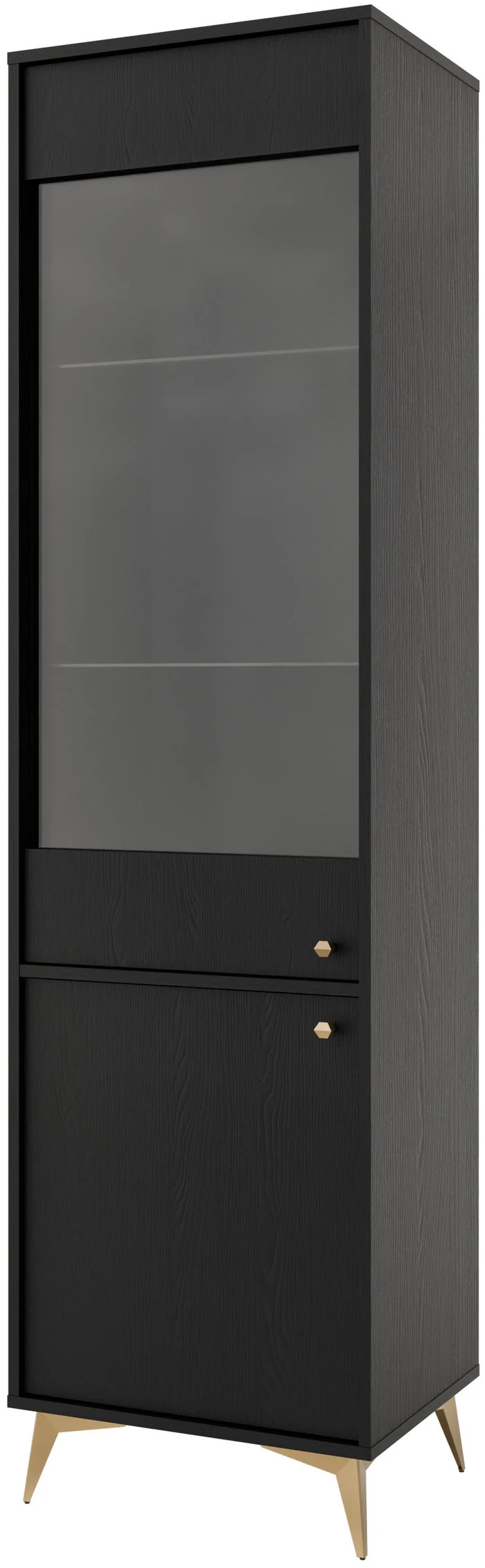 Witryna TOKYO 52 cm do salonu w stylu japońskim, czarny grafit, nogi rozgwiazda Tokyo Desire Furniture