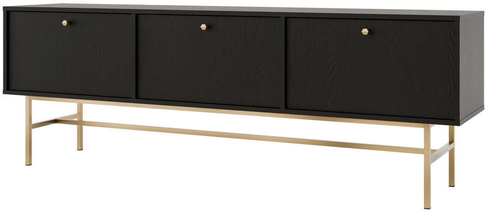 Pojemna szafka RTV TOKYO 180 cm, do salonu, czarny grafit, stelaż Tokyo Desire Furniture