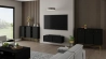 Mała szafka wisząca pod telewizor TOKYO 120 cm, czarny grafit Szafki RTV Desire Furniture