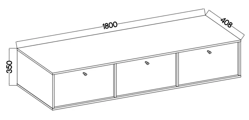 Pojemna wisząca szafka RTV TOKYO 180 cm, do salonu, czarny grafit Tokyo Desire Furniture