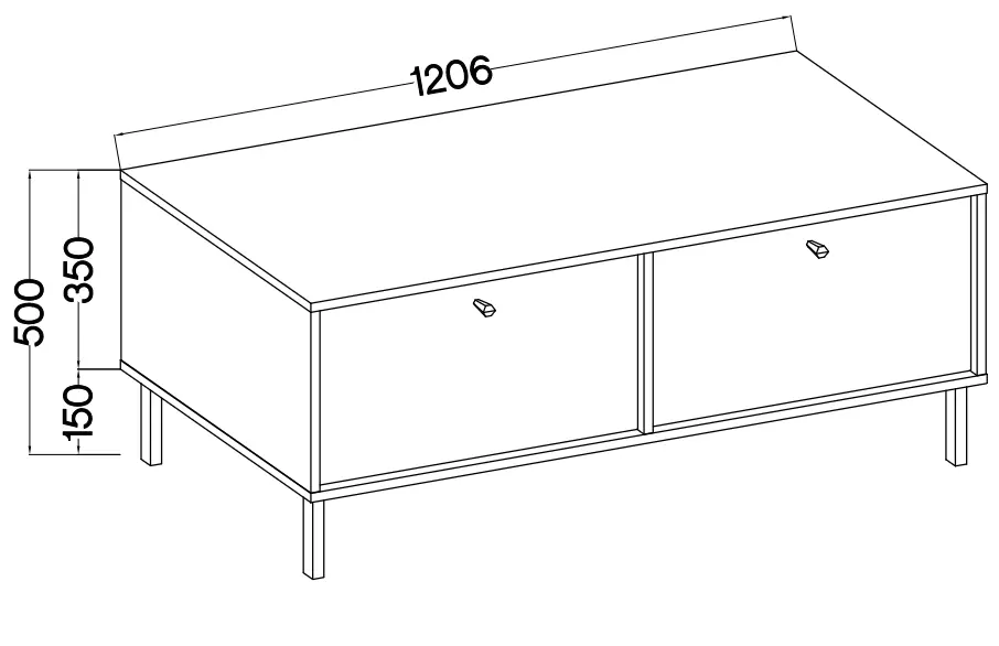 Mała szafka pod telewizor do salonu TOKYO 120 cm, eukaliptus, nogi proste Szafki RTV Desire Furniture