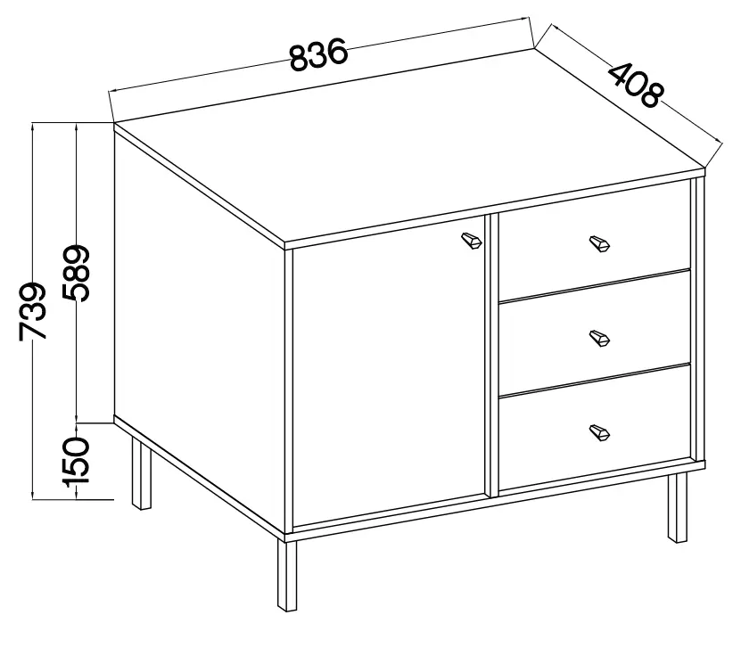 Mała komoda do przedpokoju i salonu TOKYO 84 cm, eukaliptus, nogi proste komody z szufladami Desire Furniture