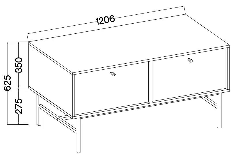 Mała szafka pod telewizor do salonu TOKYO 120 cm, eukaliptus, stelaż Szafki RTV Desire Furniture