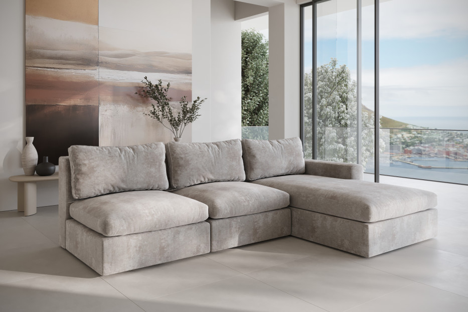 elegancki narożnik L do salonu z jednym bokiem