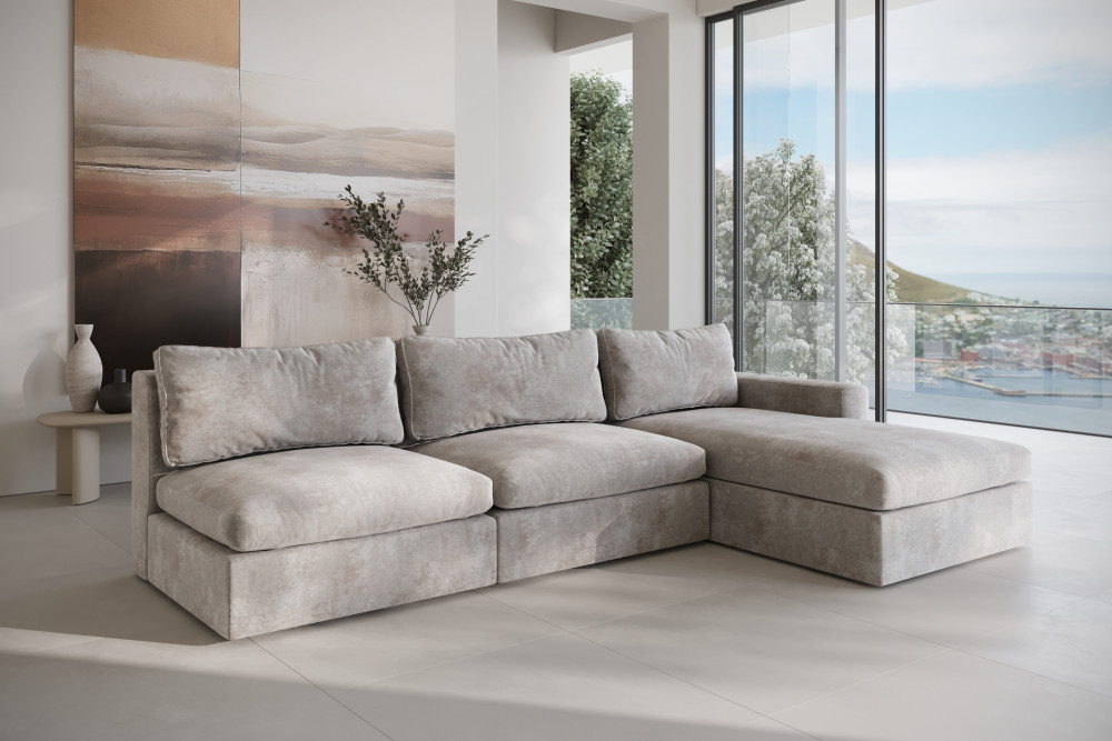 sofa narożna XL z minimalistycznym układem