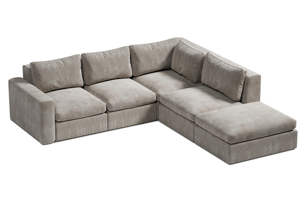 sofa narożna z pufą do salonu