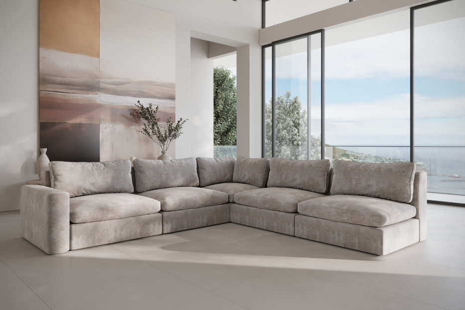 sofa narożna XL z miękkimi poduchami