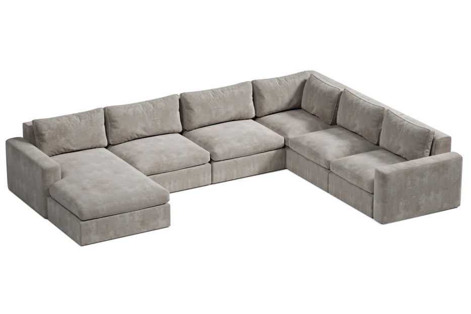 narożnik U do salonu z wygodnym siedziskiem i oparciem