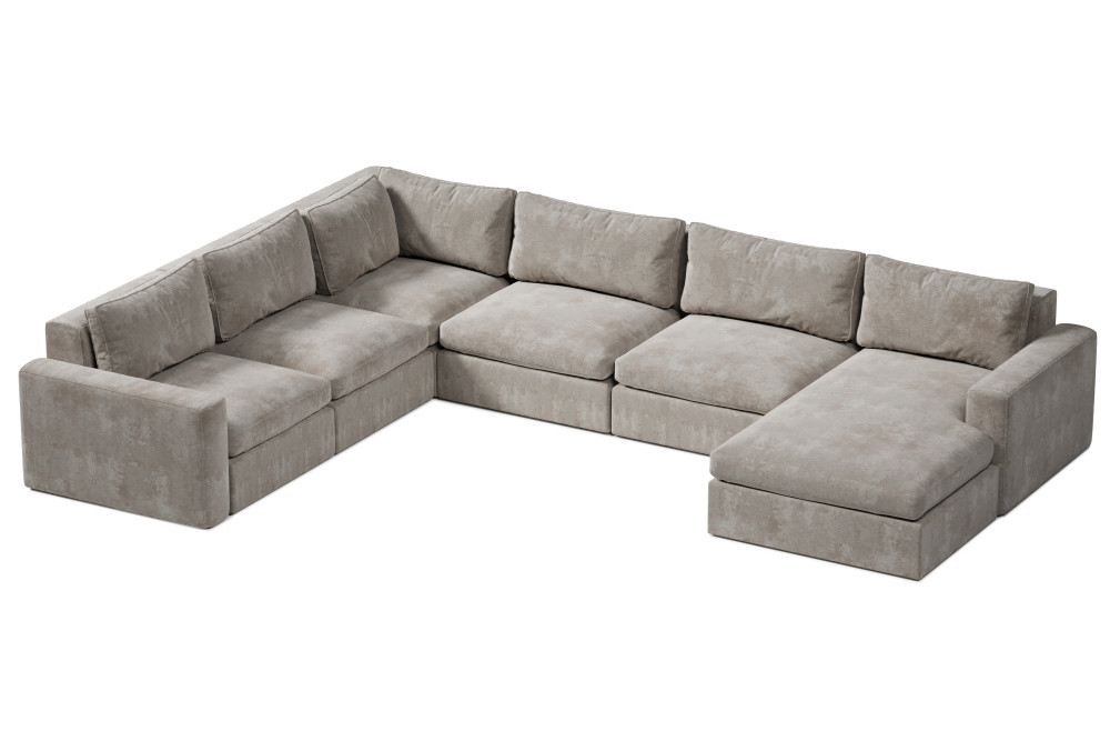 narożnik wypoczynkowy U z miękkimi poduchami do salonu