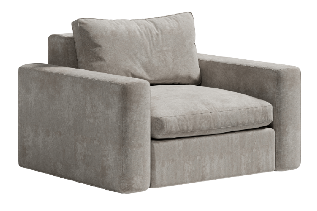 fotel wypoczynkowy z miękkim siedziskiem i poduchami