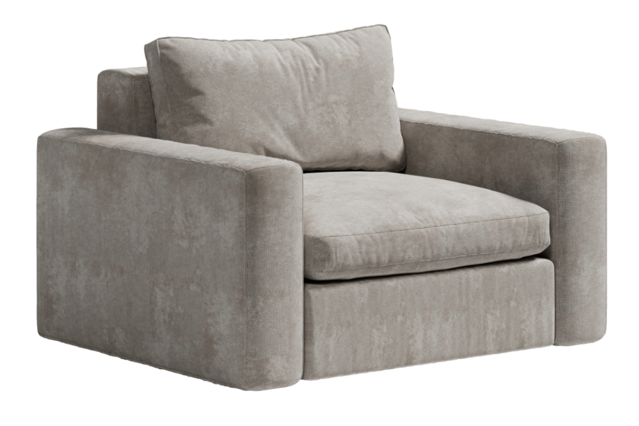 fotel wypoczynkowy z miękkim siedziskiem i poduchami