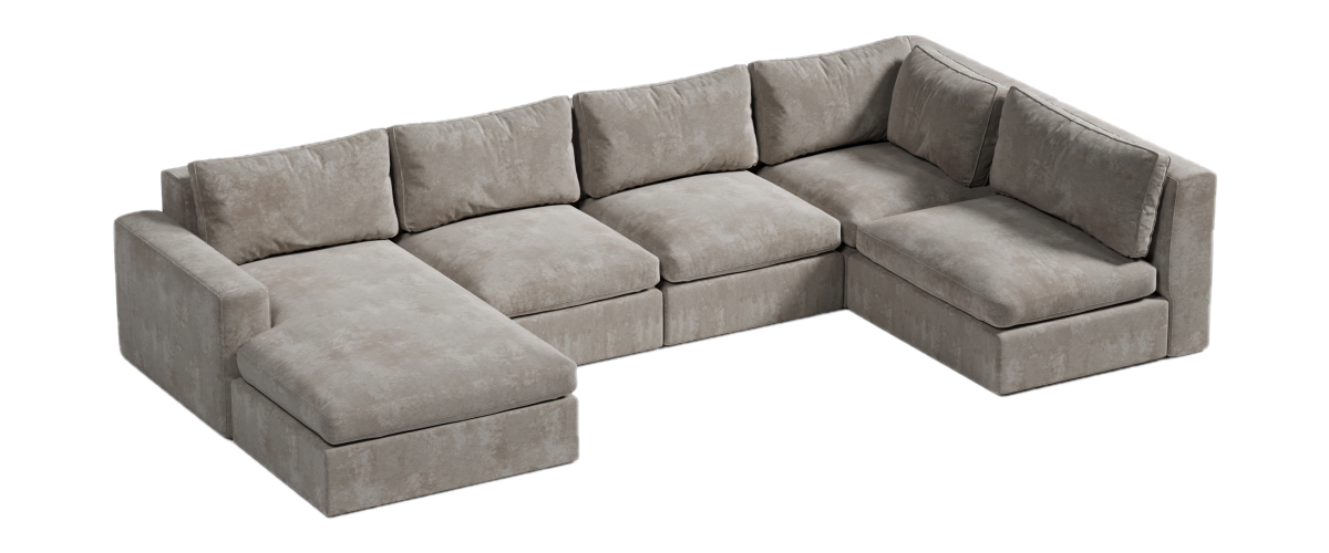 narożnik U z komfortowym szezlongiem do salonu