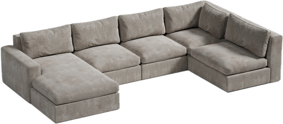 narożnik U z komfortowym szezlongiem do salonu