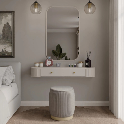 nowoczesna toaletka Ovalio 123 cm beż piaskowy